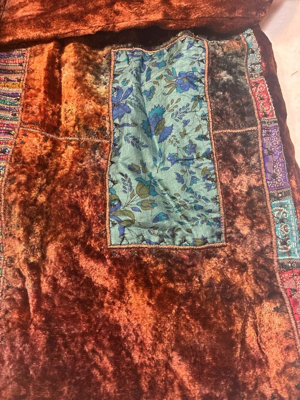 Coldwater Creek Patchwork Velvet Paisley Floral Button Front Jacket Size PM - Picture 9 of 13